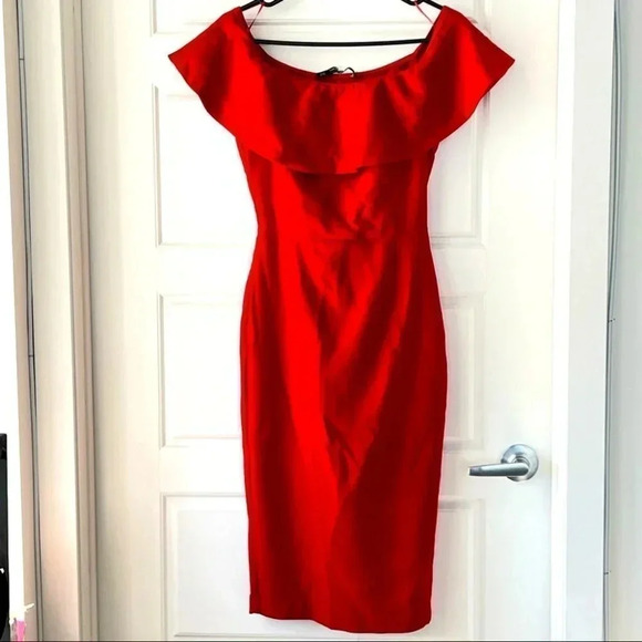 Zara Red Strapless Ruffle Y2K  Dress Size XS - Picture 1 of 14
